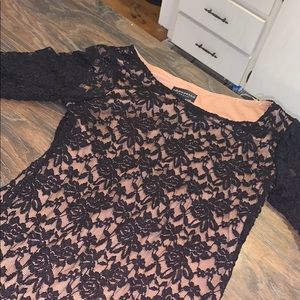 Black lace dress with a nude under dress